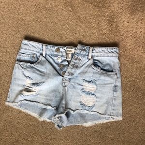 Light wash jean shorts